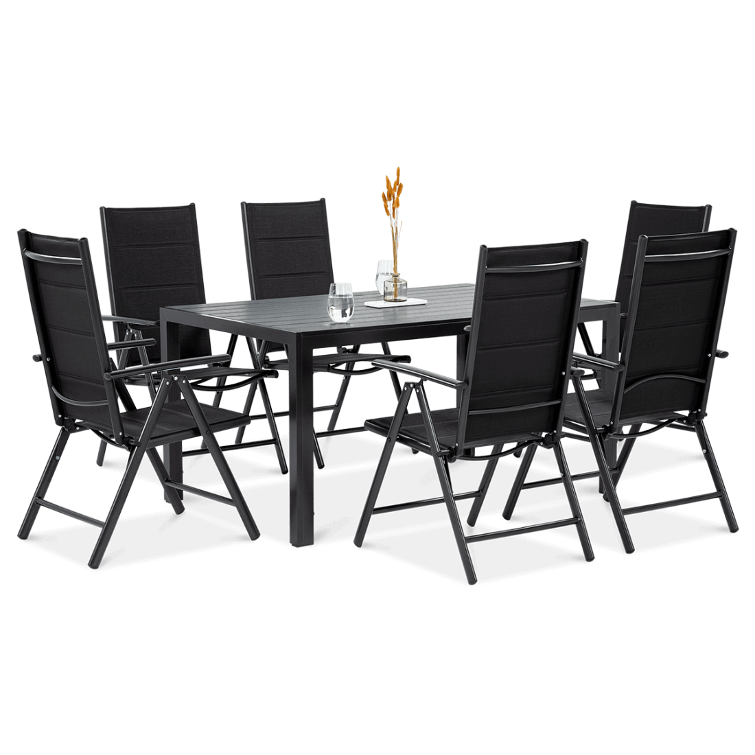 Zestaw szarych mebli jadalnianych do ogrodu