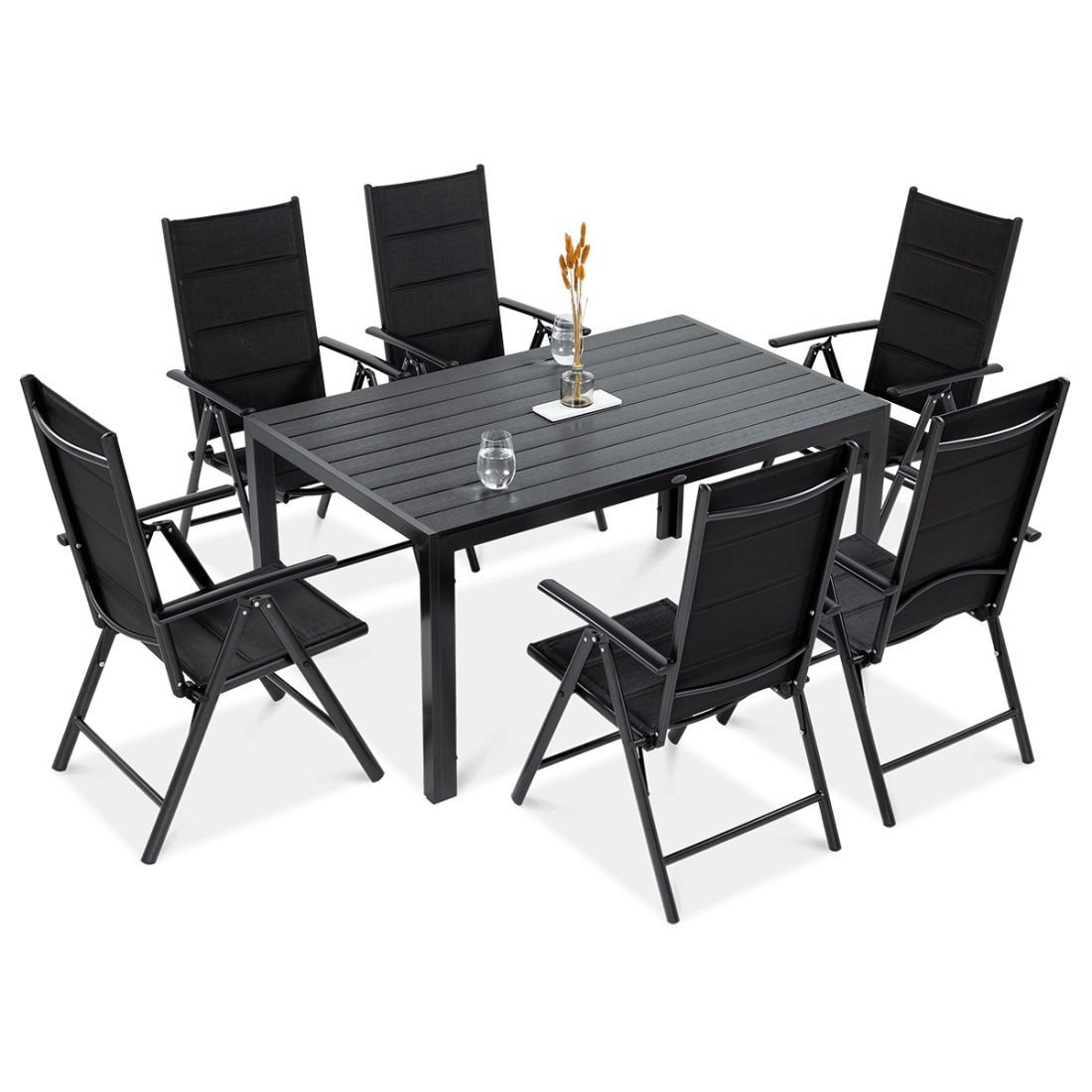 Komplet mebli jadalnianych SYDNEY dark grey/ dark grey dla 6 osób