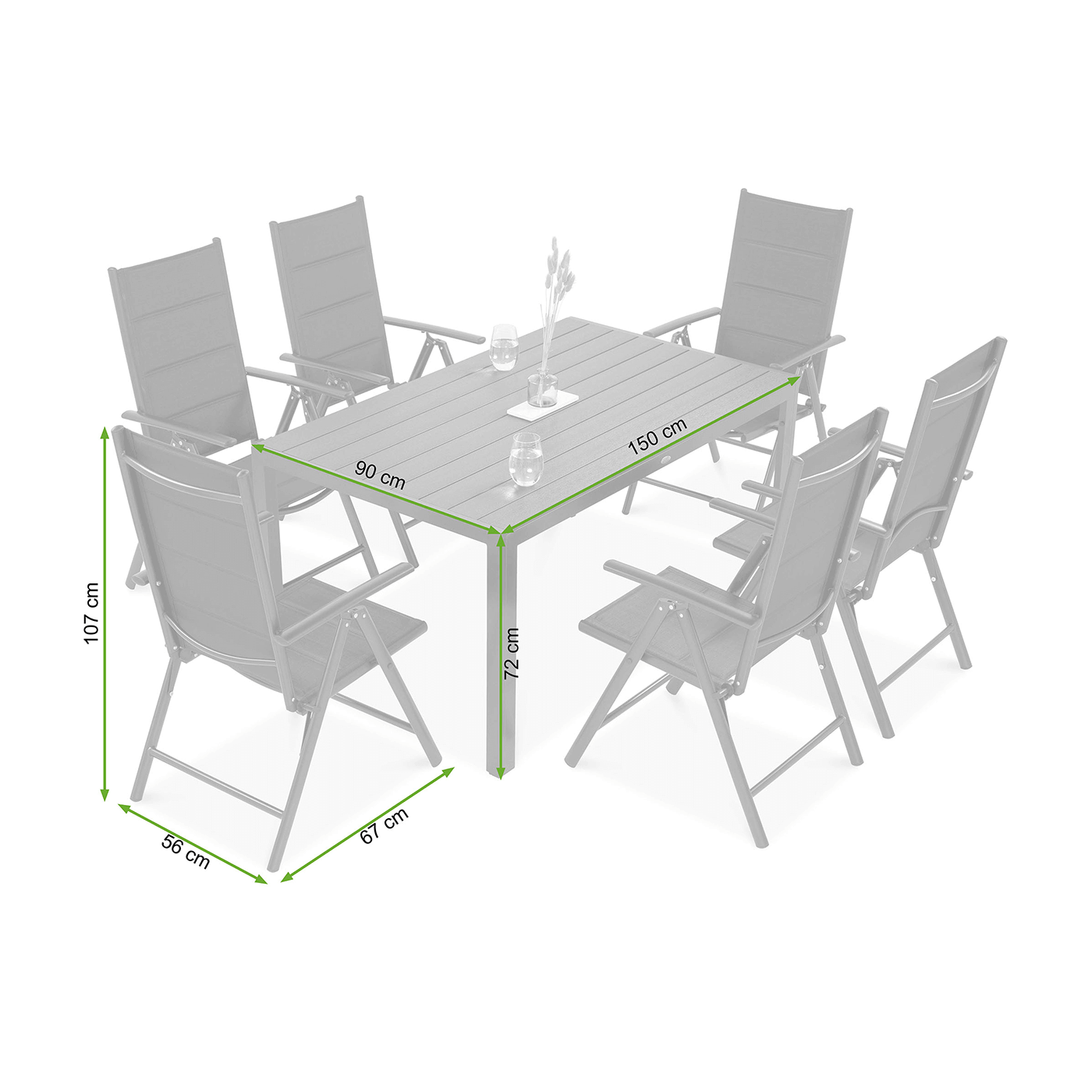 Wymiary mebli ogrodowych SYDNEY dark grey/ dark grey