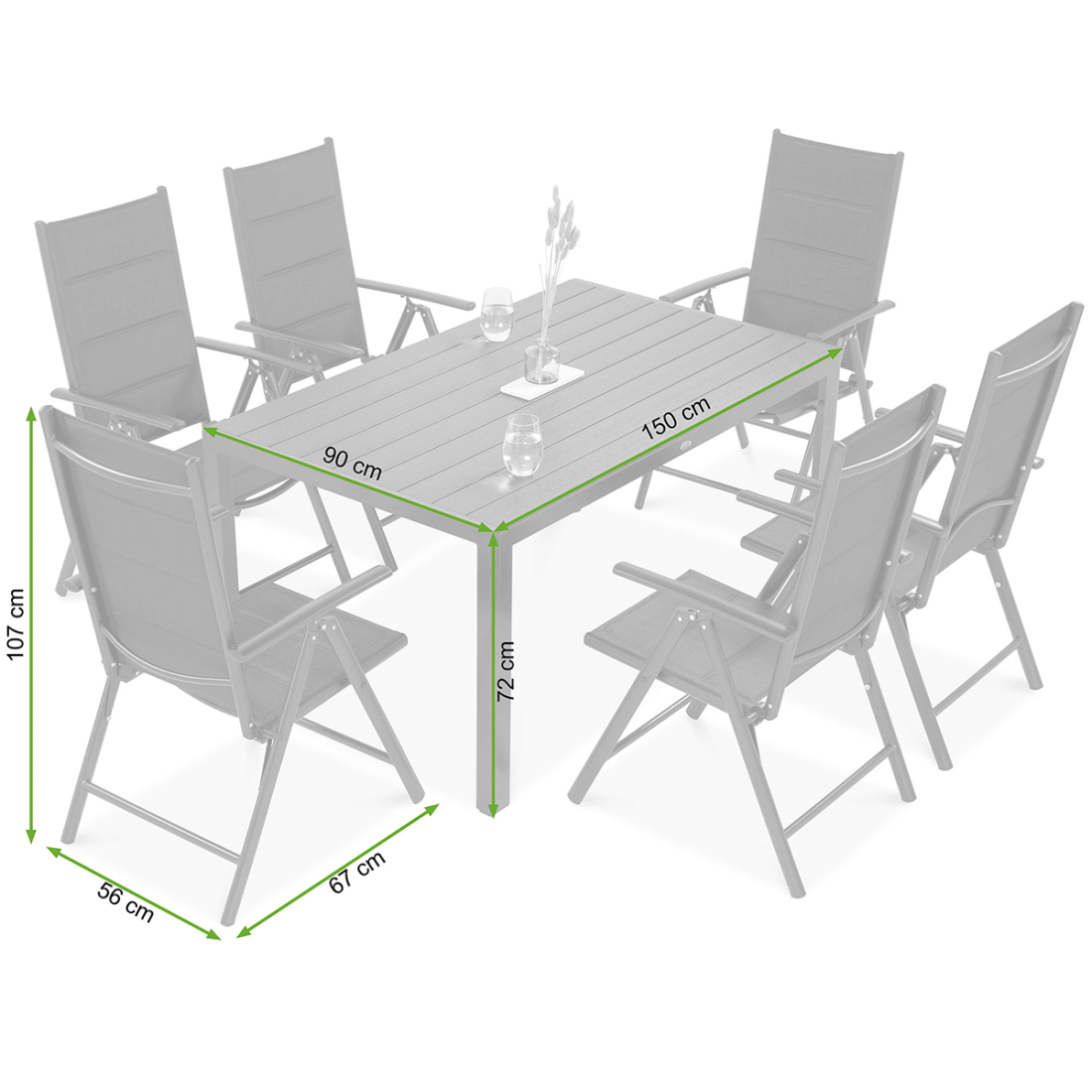 Wymiary mebli ogrodowych SYDNEY dark grey/ dark grey