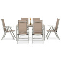 bok sześcioosobowego zestawu ogrodowego sydeny w kolorze srebrnym i taupe 