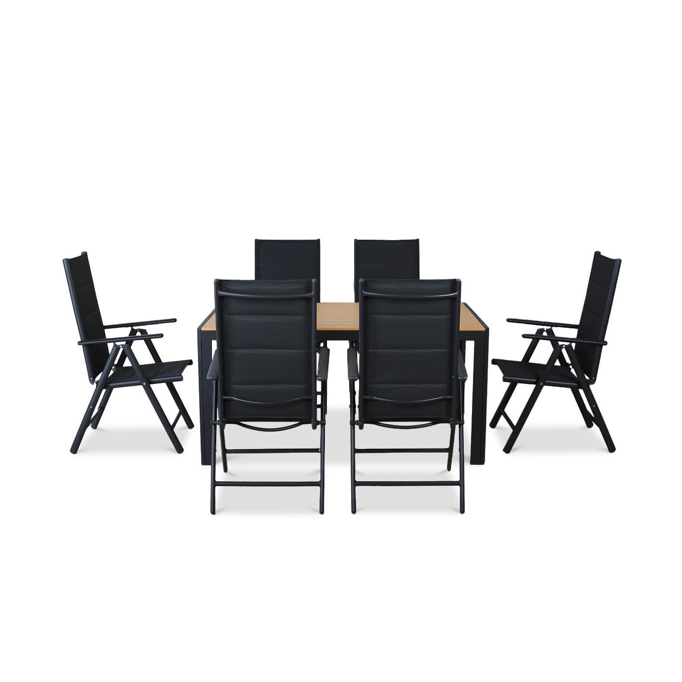 bok ciemno szarego zestawu jadalnianego do ogrodu sydney  