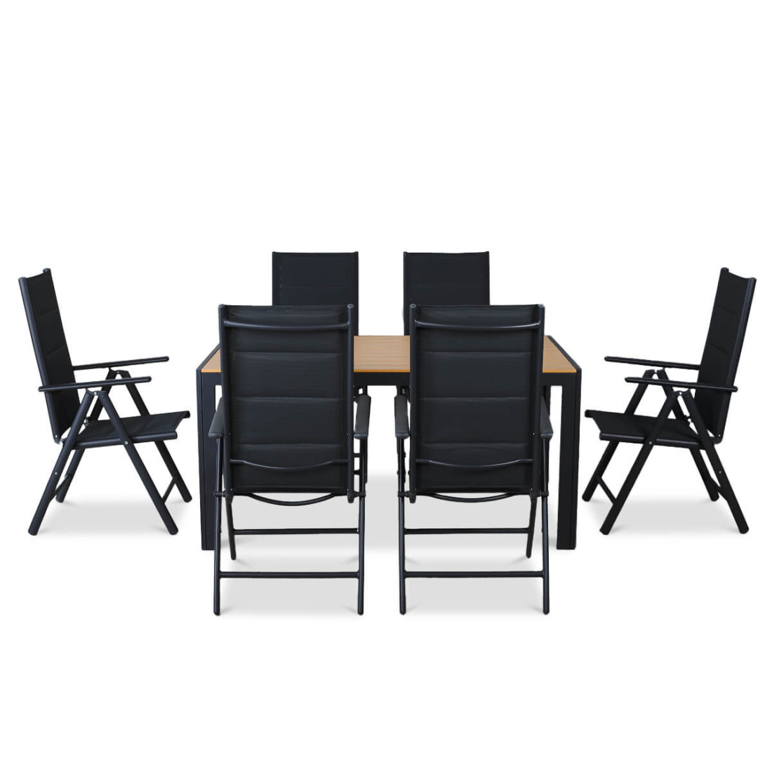 bok ciemno szarego zestawu jadalnianego do ogrodu sydney  