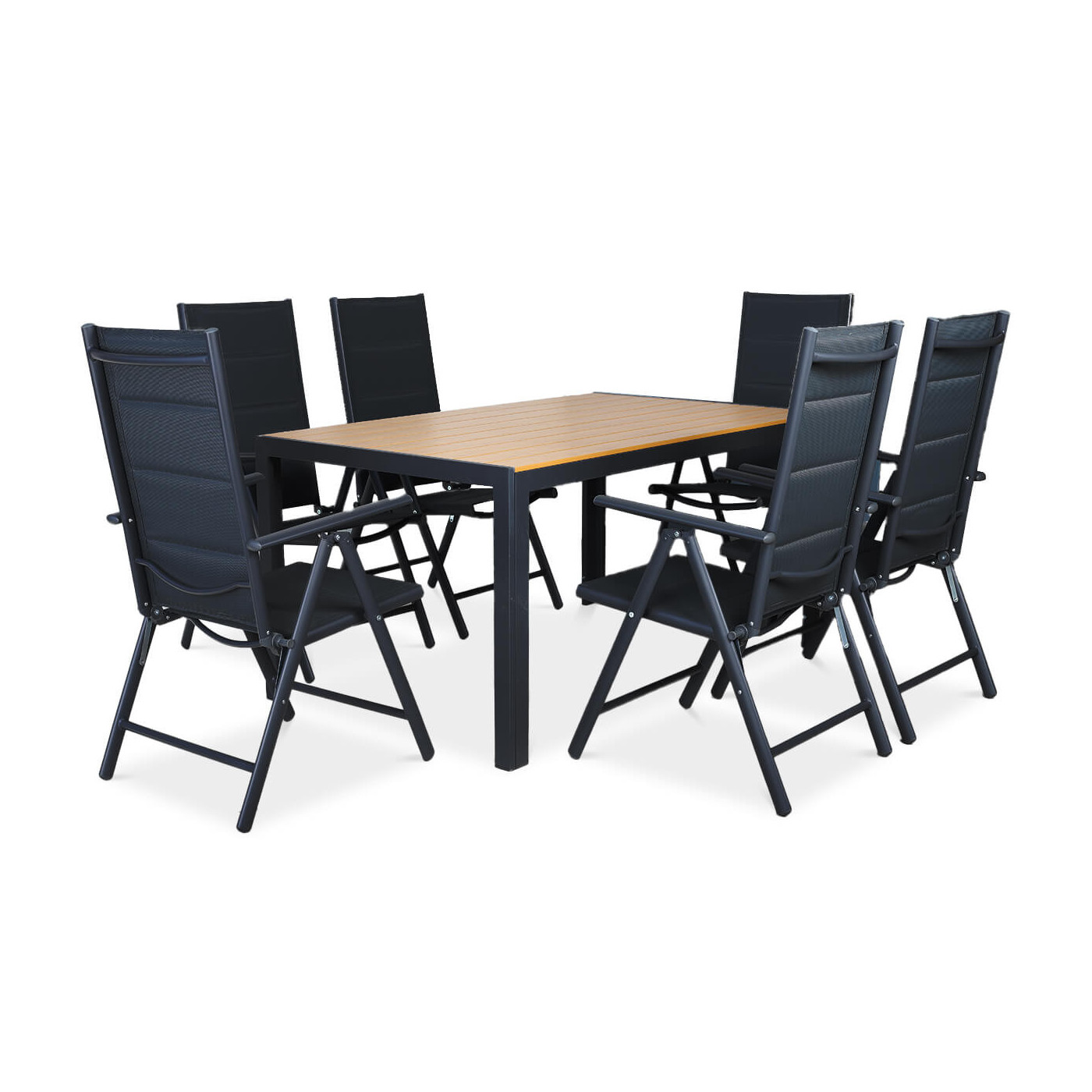 SYDNEY 150/6 SET DARK GREY/TEAK
