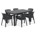 zestaw jadalniany na taras keter elisa/julie - sześć krzeseł i stół jadalniany, zestaw w kolorze czarnym