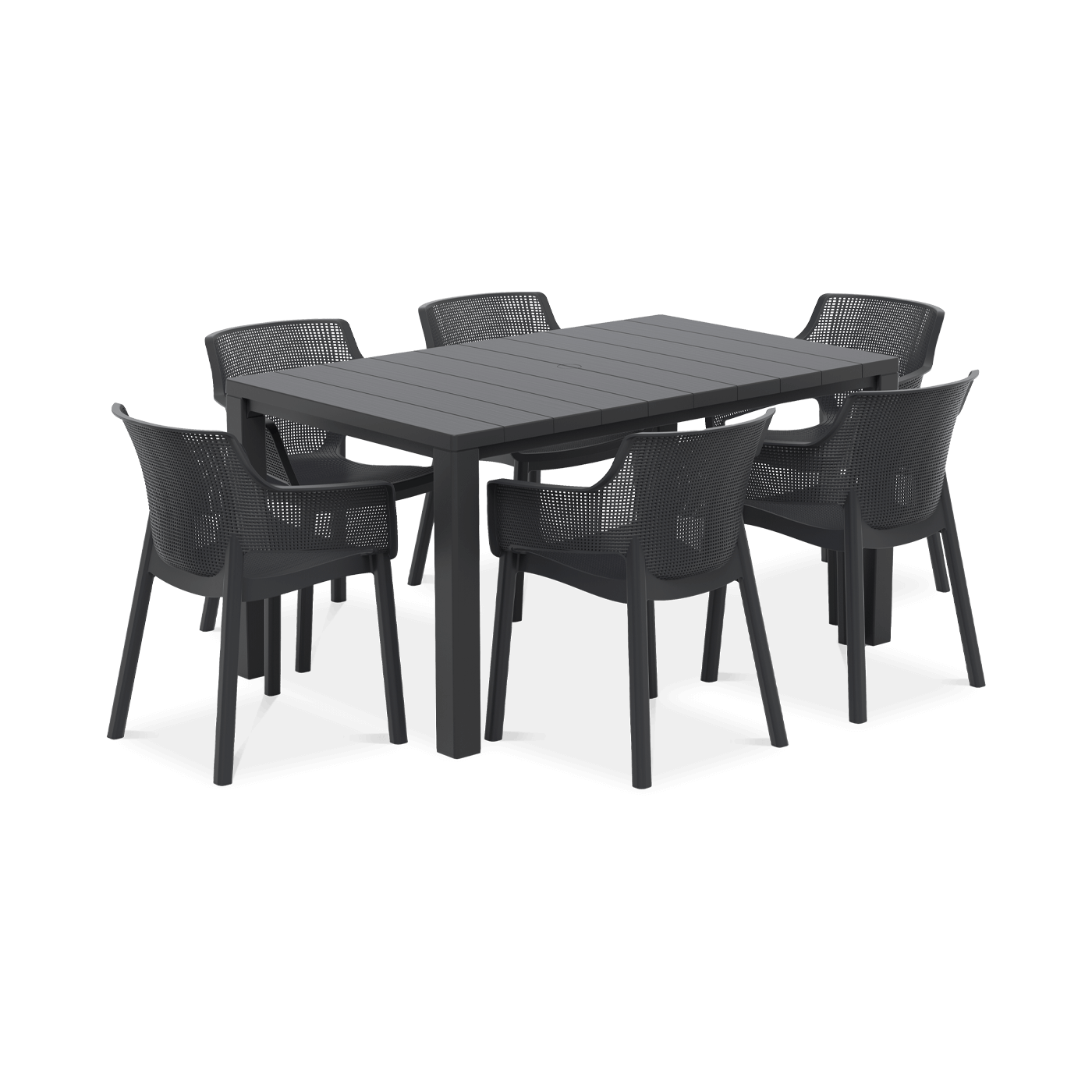 zestaw jadalniany na taras keter elisa/julie - sześć krzeseł i stół jadalniany, zestaw w kolorze czarnym