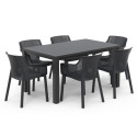 Elegancki, sześcioosobowy zestaw jadalniany na taras keter elisa/julie w kolorze czarnym