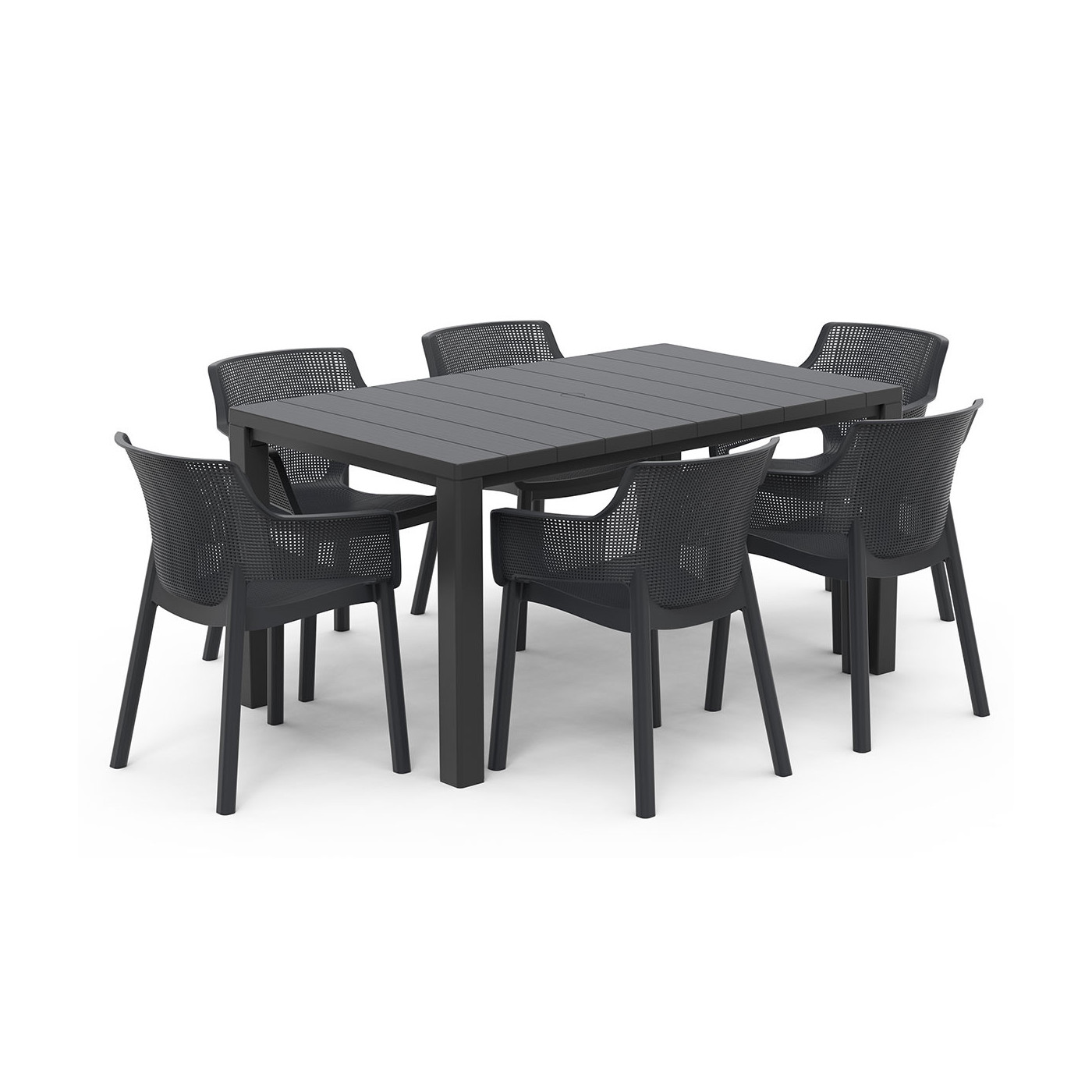 Elegancki, sześcioosobowy zestaw jadalniany na taras keter elisa/julie w kolorze czarnym