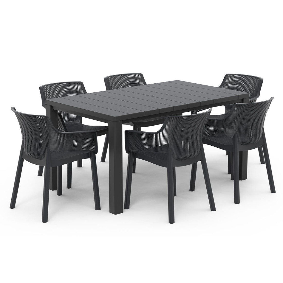 Elegancki, sześcioosobowy zestaw jadalniany na taras keter elisa/julie w kolorze czarnym