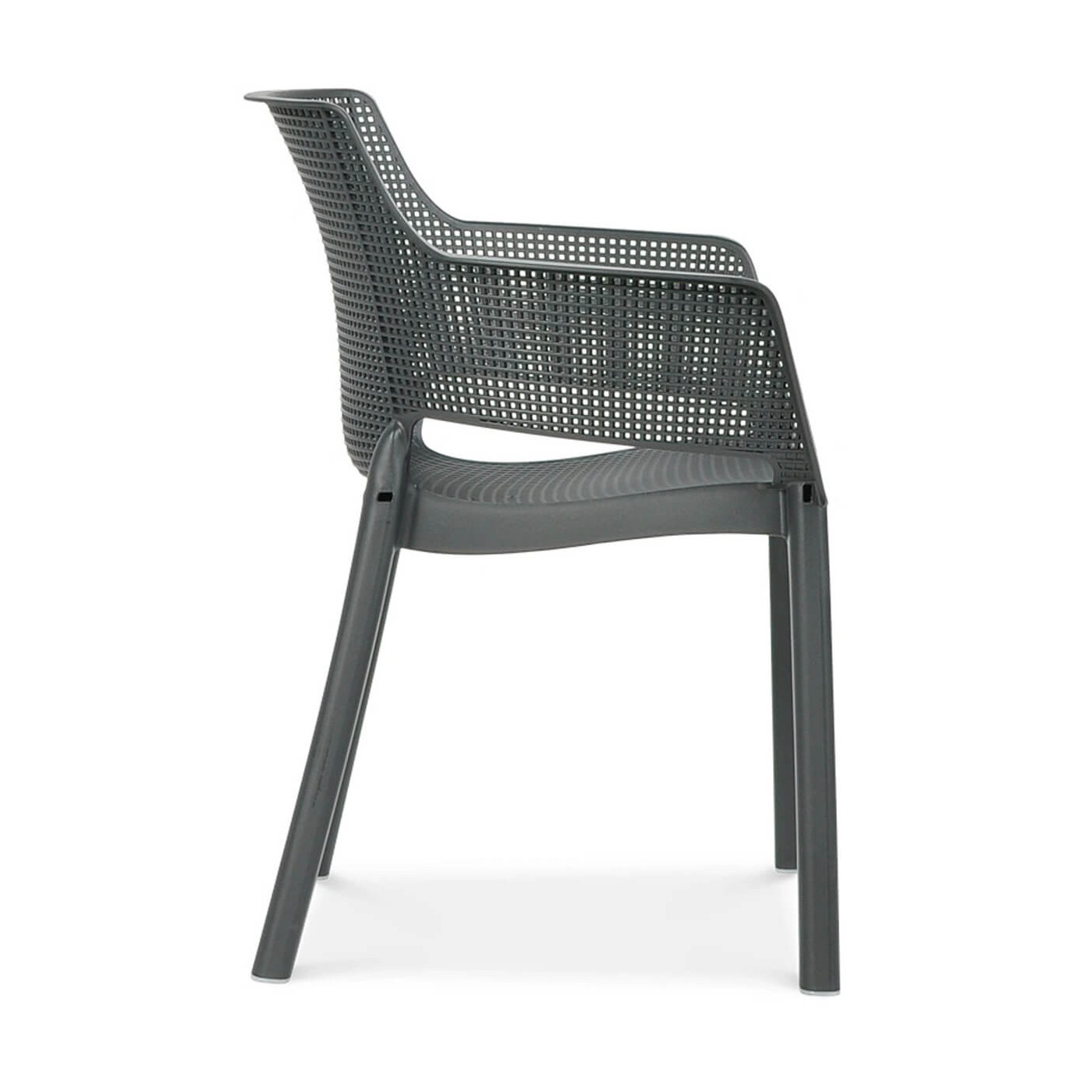 Bok krzesła Elise w kolorze grafitowym z polipropylenu