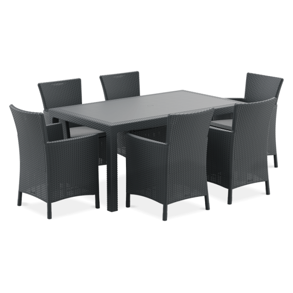 sześcioosobowy zestaw jadalniany iowa/melody graphite - Keter