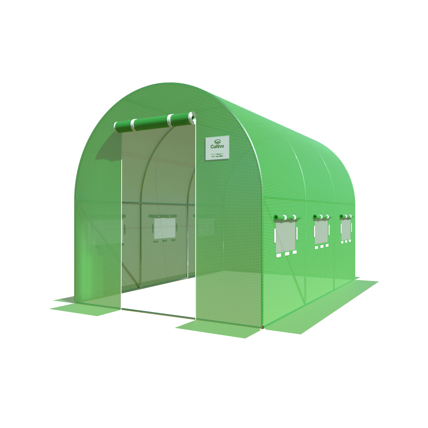 Przednie ujęcie tunelu foliowego 6m2 w kolorze zielonym od Cultivo