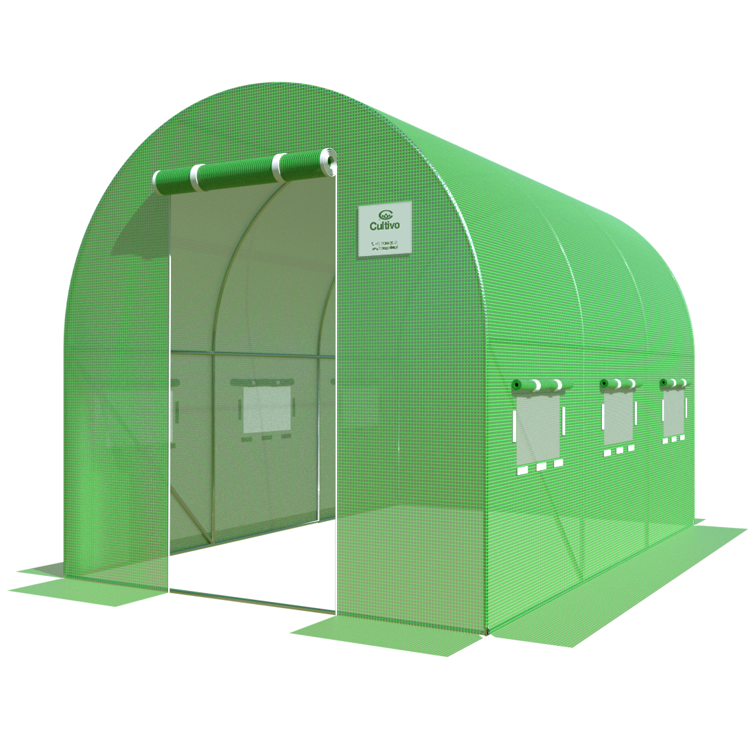Przednie ujęcie tunelu foliowego 6m2 w kolorze zielonym od Cultivo