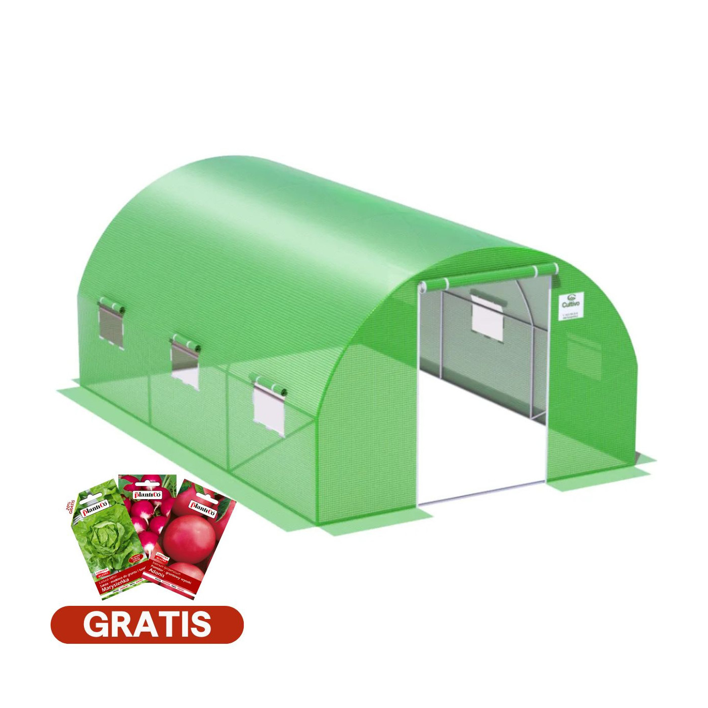 tunel cultivo zielony, 3 sekcje, nasiona gratis
