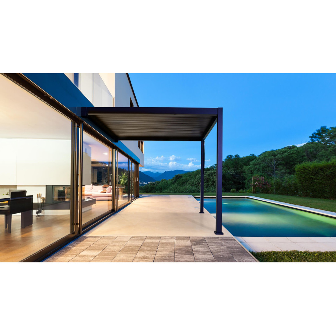 Pergola tarasowa nad basenem Premium Wall 3x3 Gutroof