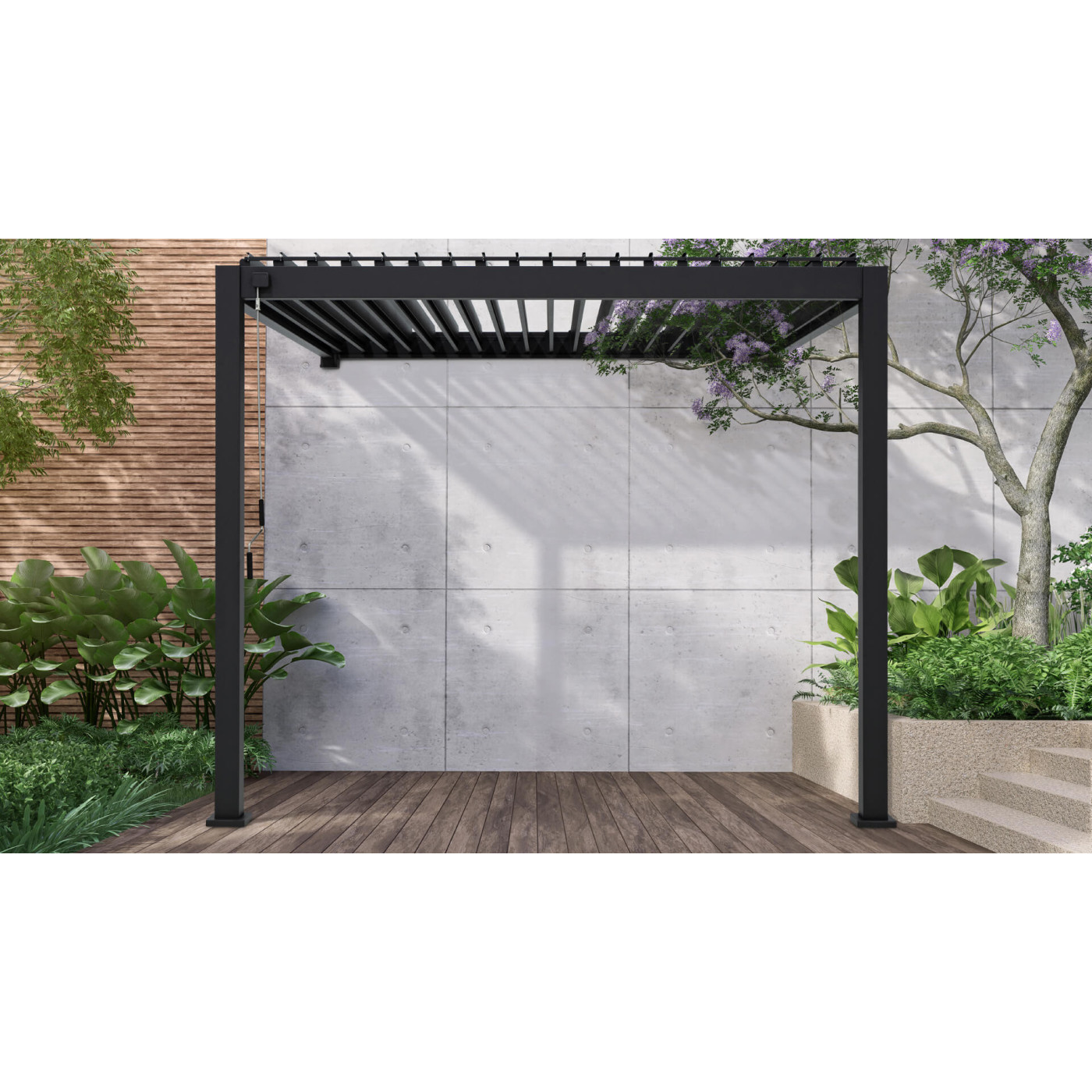 Aranżacje Pergola ścienna ogrodowa na taras Premium Wall 3x4 Anthracite Gutroof