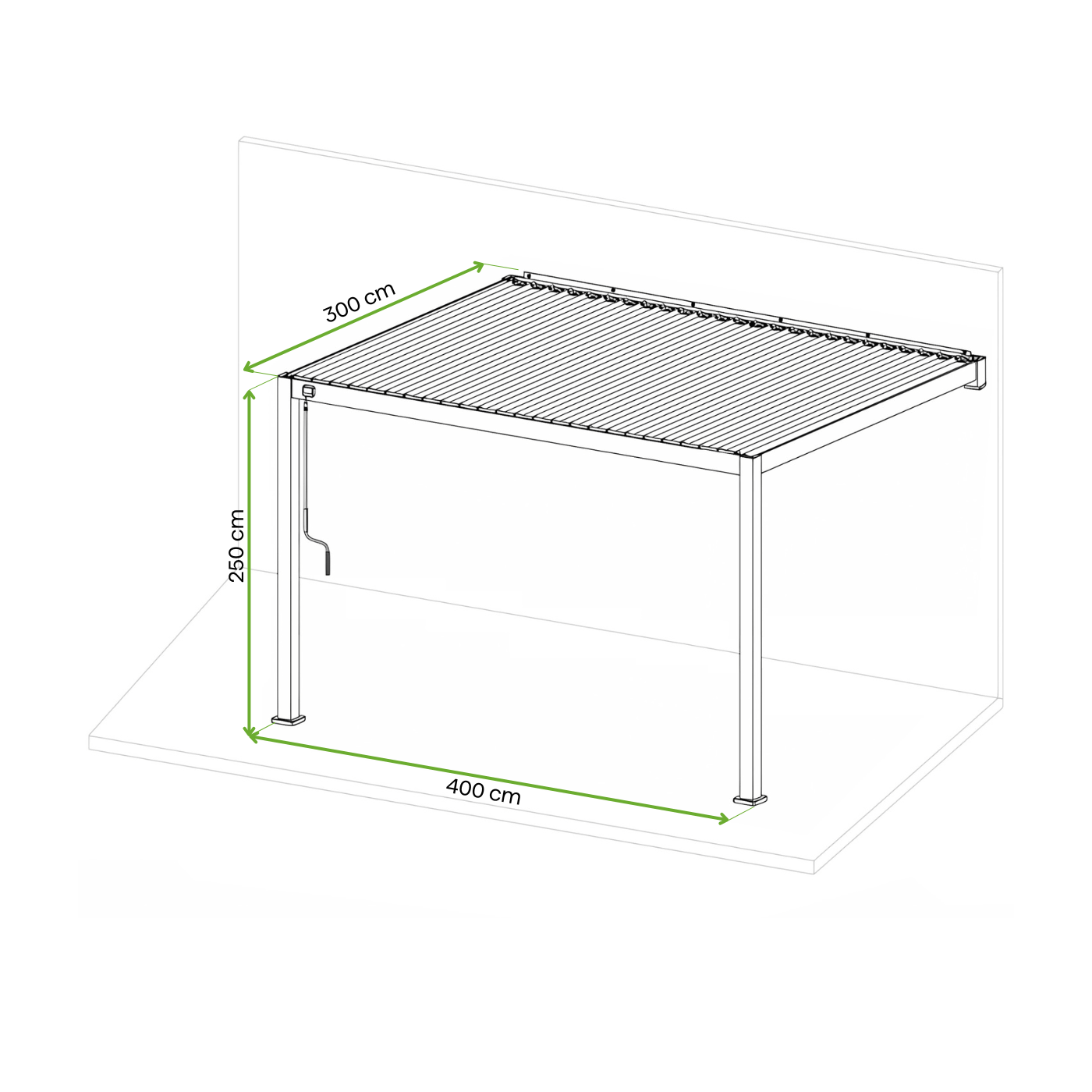 Wymiary pergoli ściennej na taras Premium Wall 3x4 White GutroofGutroof