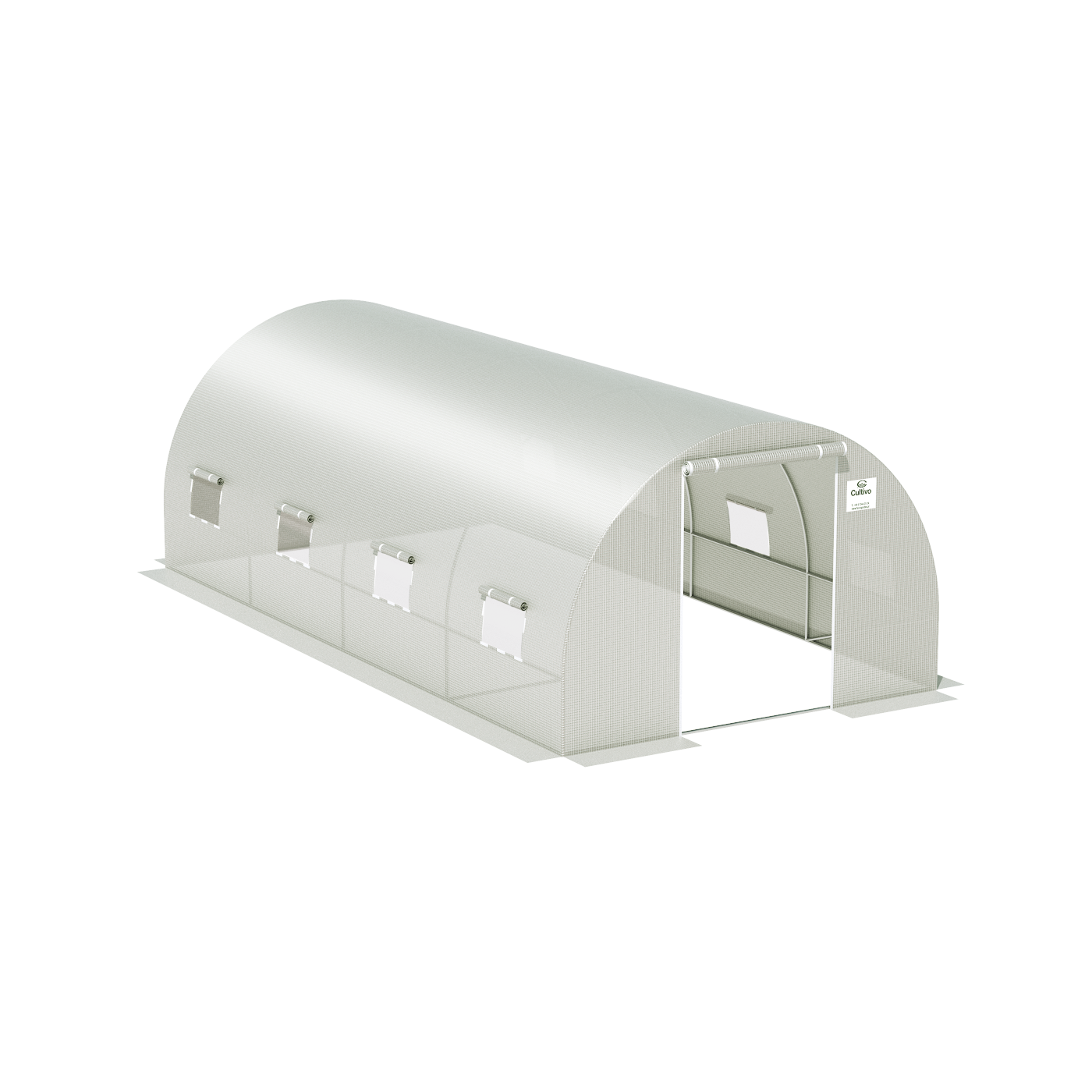 Ujęcie z lotu ptaka na tunel foliowy w kolorze białym od Cultivo