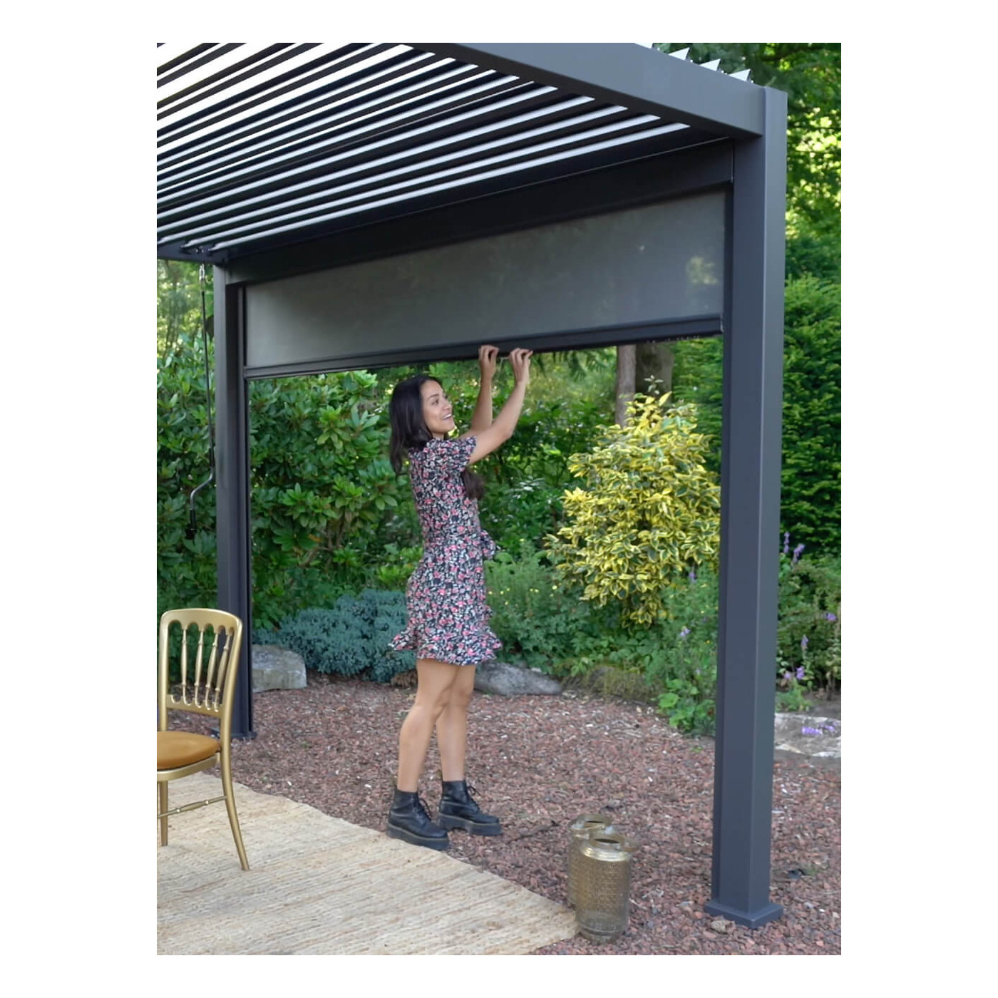 Roleta opuszczana do pergoli Premium wersji 3m Anthracite Gutroof (5)