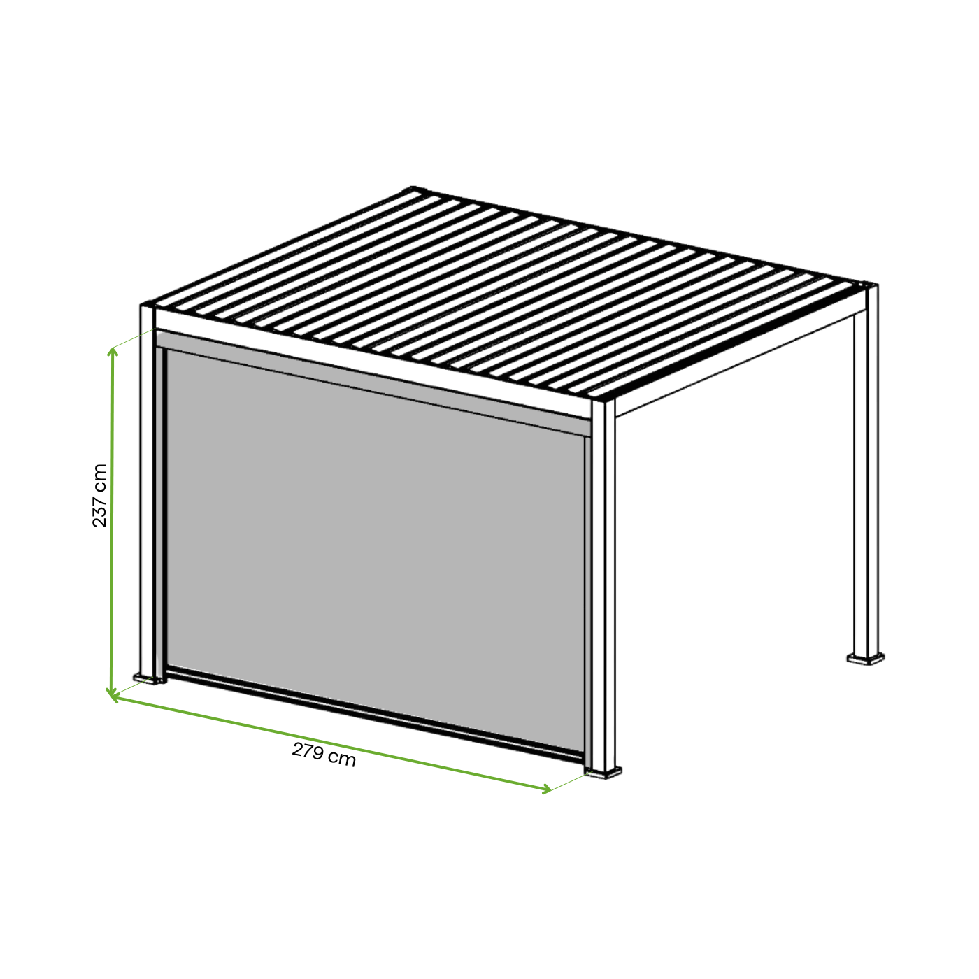 Wymiarowanie rolety do pergoli Premium 3m White Gutroof