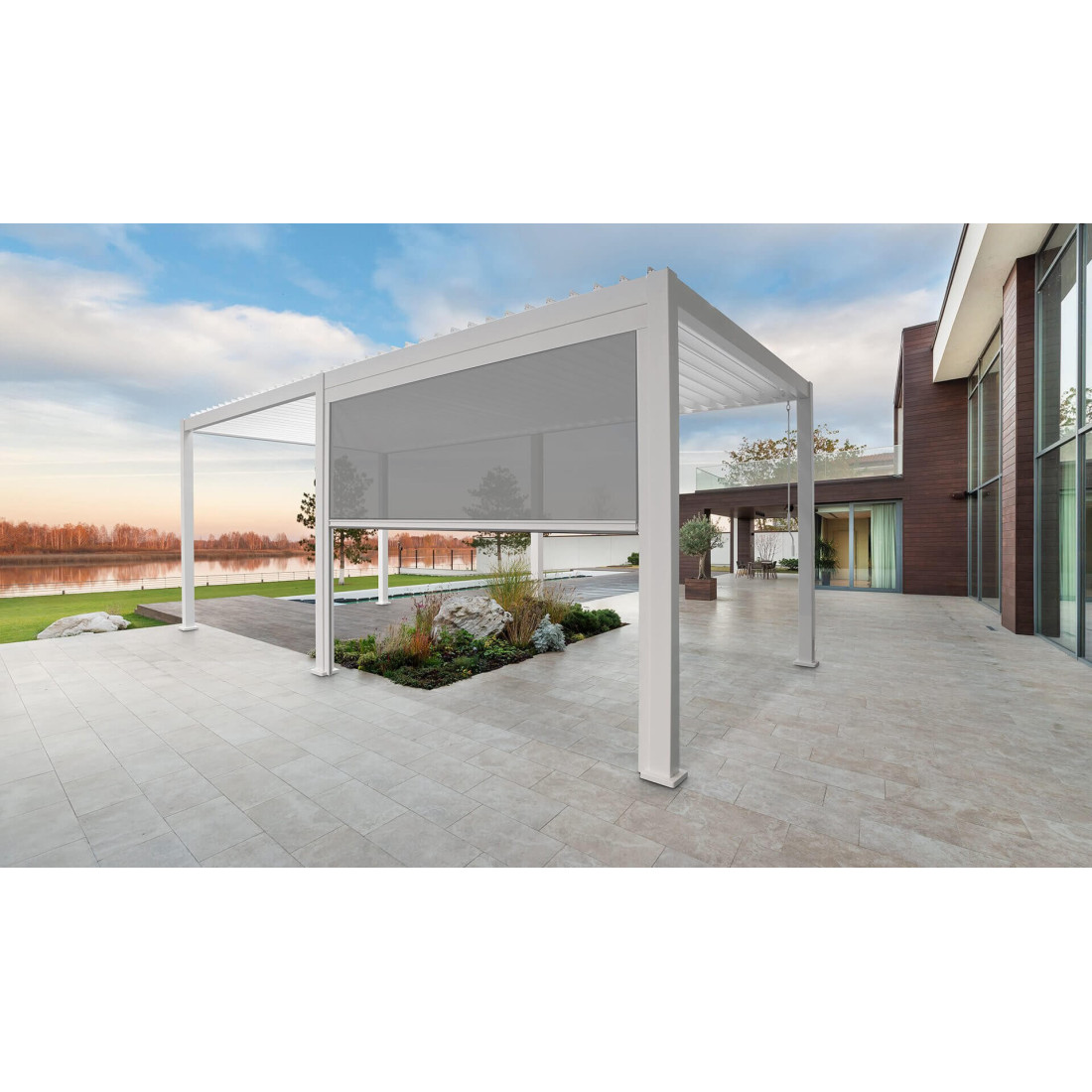 Aranżacja Opuszczana roleta do pergoli Premium White 3m - Gutroof