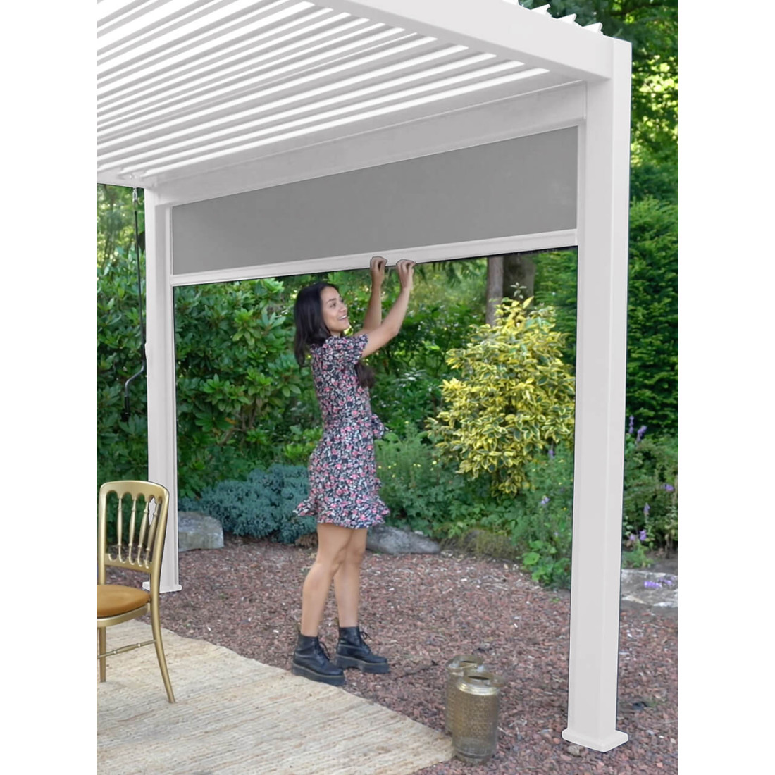 Detale rolety pergoli Premium 3 White Gutroof