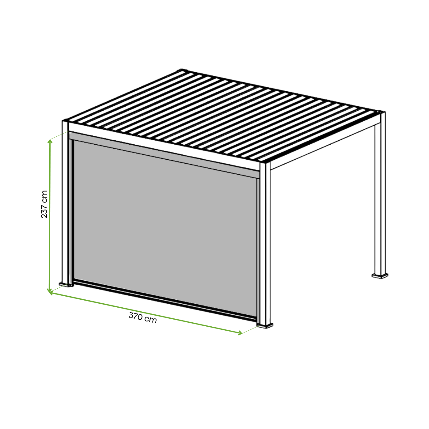 Wymiarowanie rolety do pergoli Premium 4 anthracite Gutroof