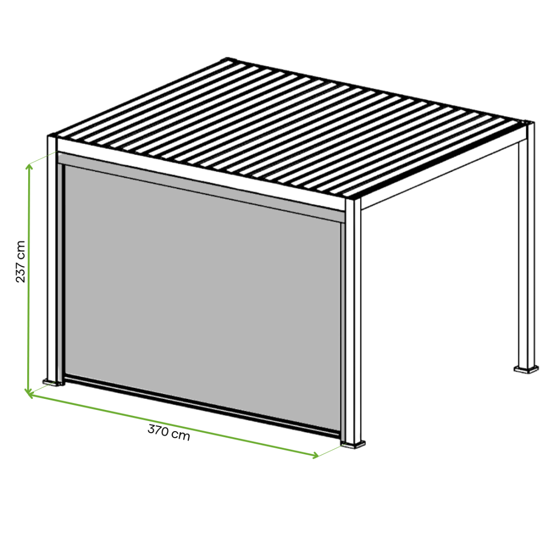Wymiarowanie rolety do pergoli Premium 4 anthracite Gutroof