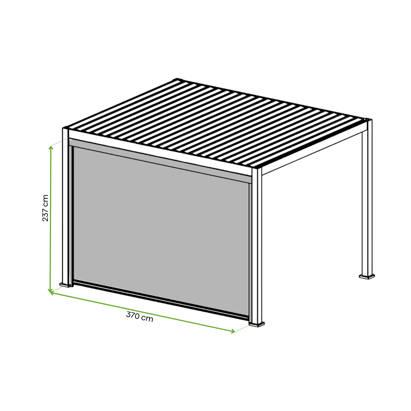 Wymiarowanie rolety do pergoli Premium 4 white - Gutroof
