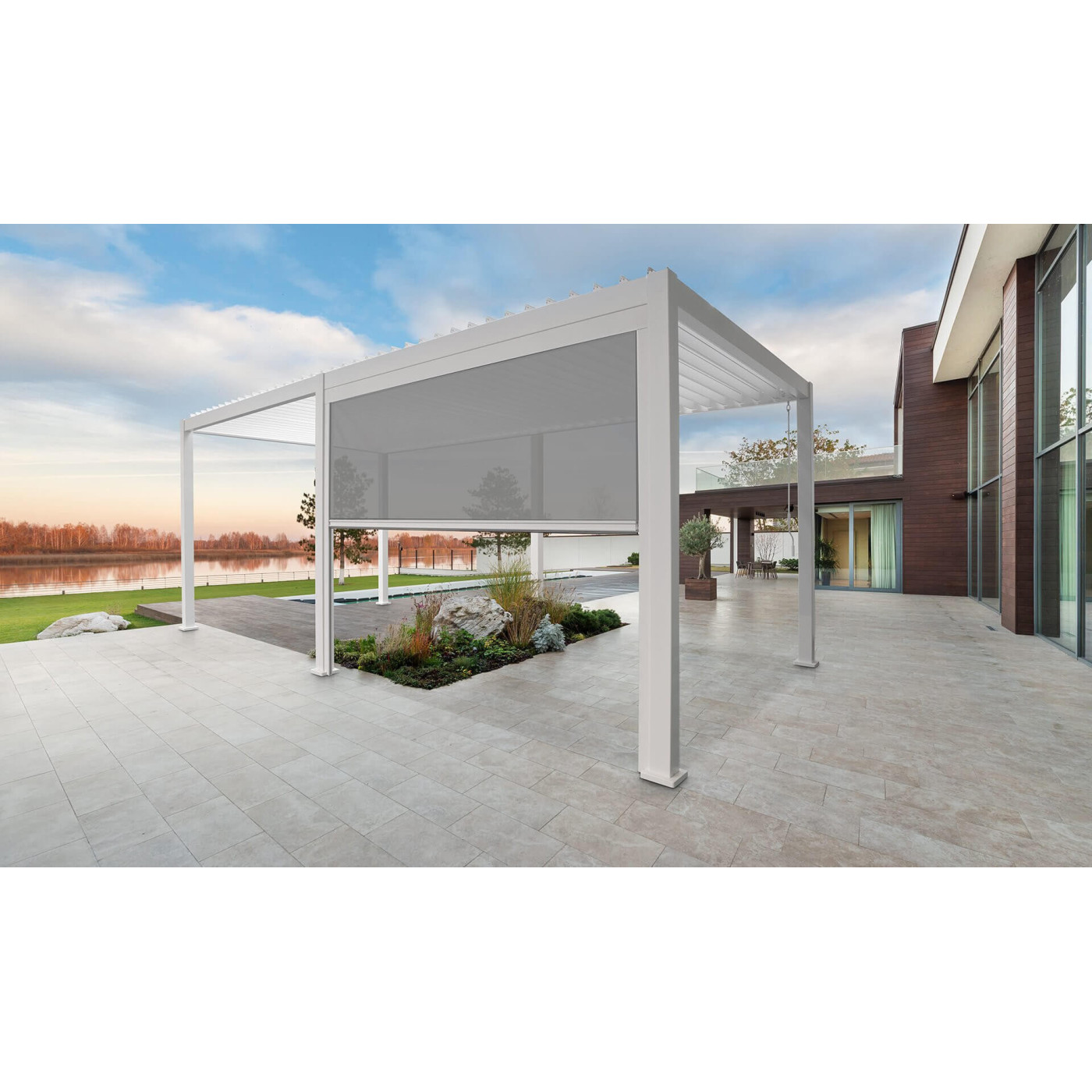 Aranżacja Opuszczana roleta do pergoli Premium White 4m - Gutroof