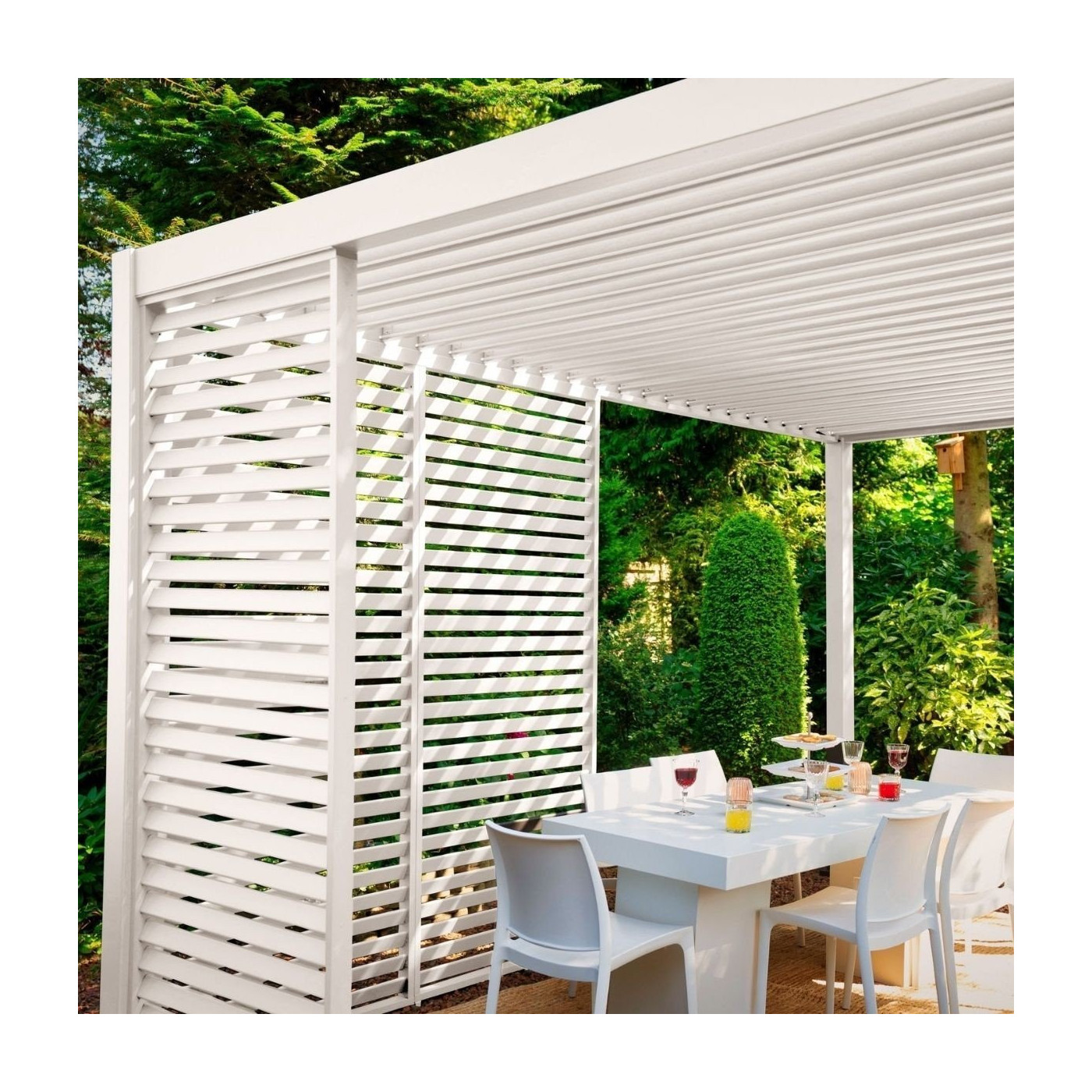 Aranżacja panela do żaluzji pergoli Premium, White 123,5cm Gutroof