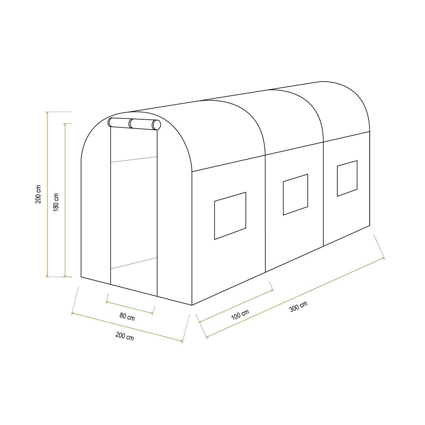 Wymiarowanie, dokładne wymiary tunel foliowy 6m2 marki Cultivo