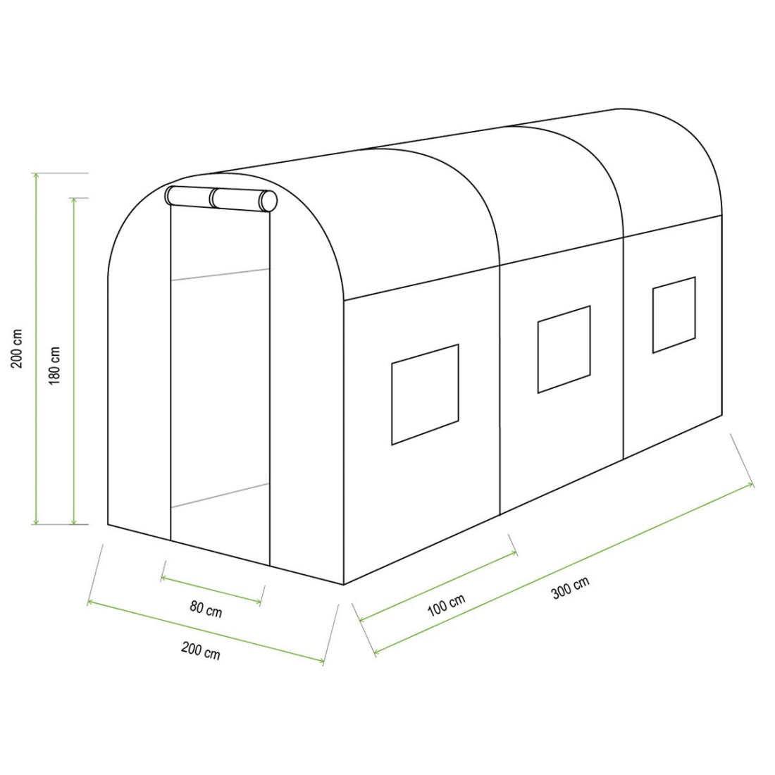 Wymiarowanie, dokładne wymiary tunel foliowy 6m2 marki Cultivo
