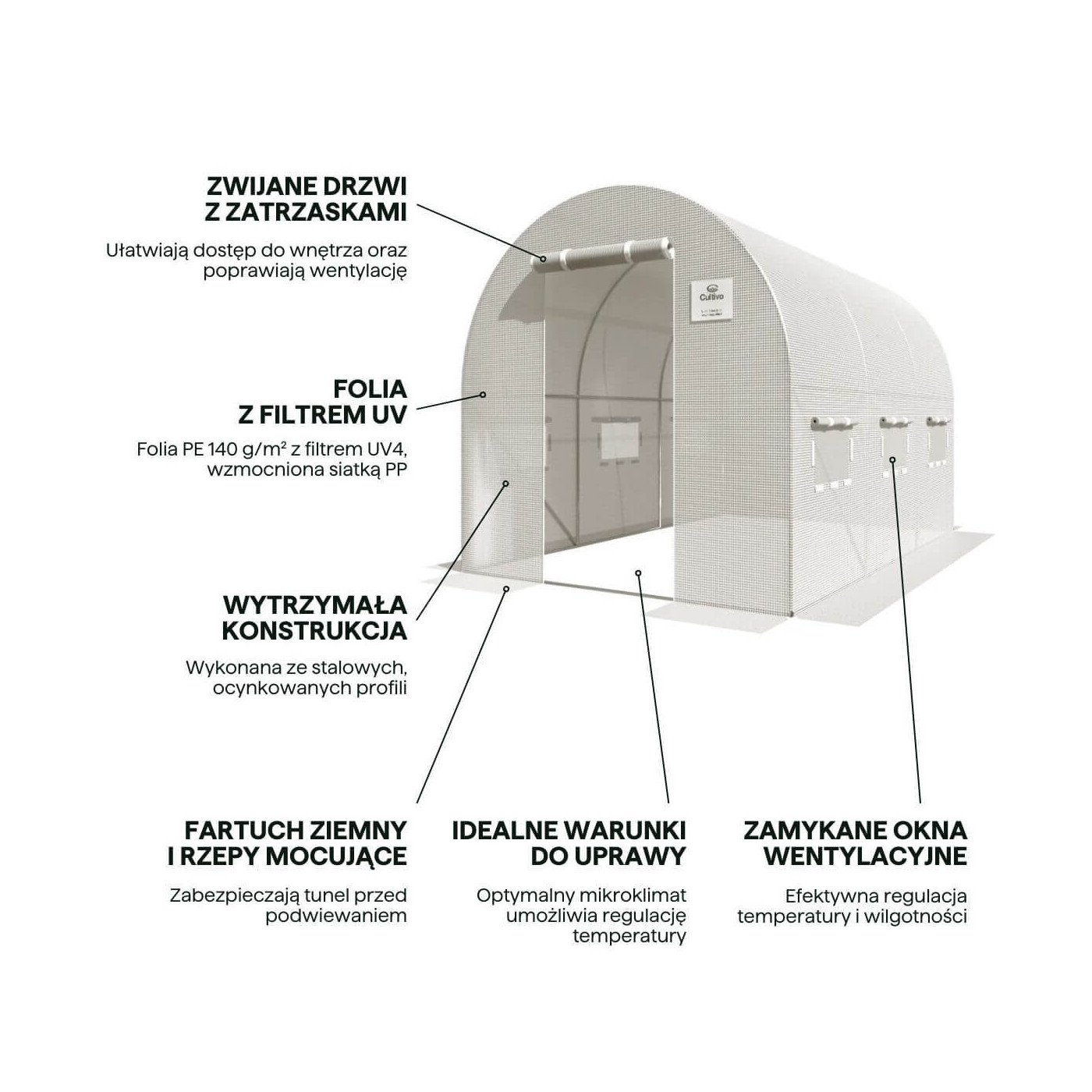 Tunel ogrodowy, foliowy funkcjonalności, najważniejsze cechy 6m2 Cultivo