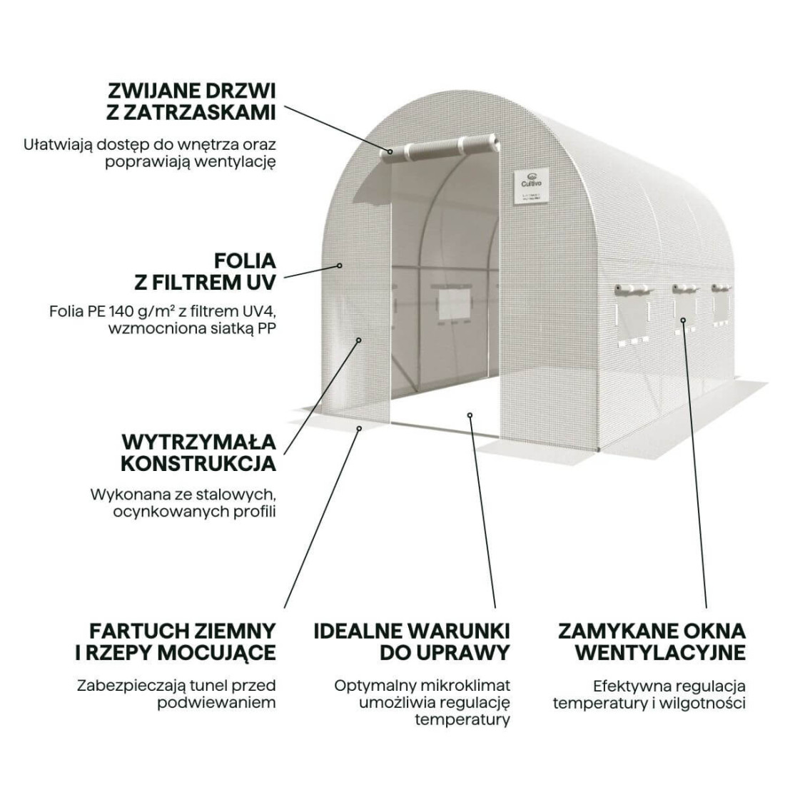 Tunel ogrodowy, foliowy funkcjonalności, najważniejsze cechy 6m2 Cultivo