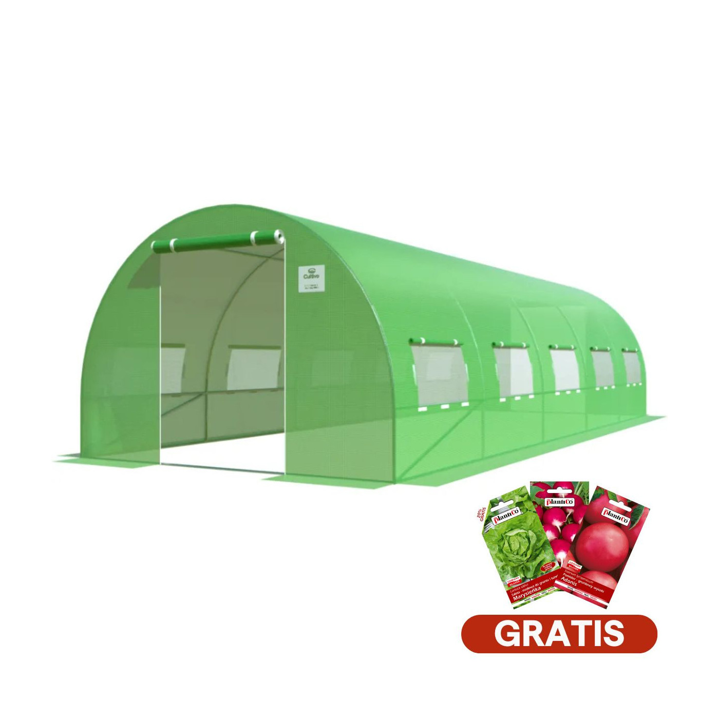 tunel z podwójnymi drzwiami, zielony 5 sekcyjny, cultivo