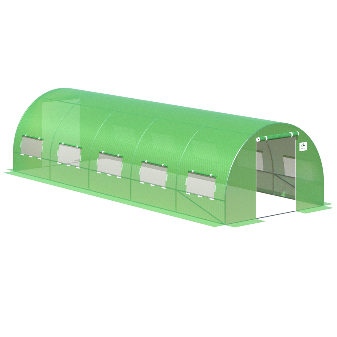 Infografika, zalety tunelu ogrodowego marki Cultivo w kolorze zielonym o wymiarach 18m2