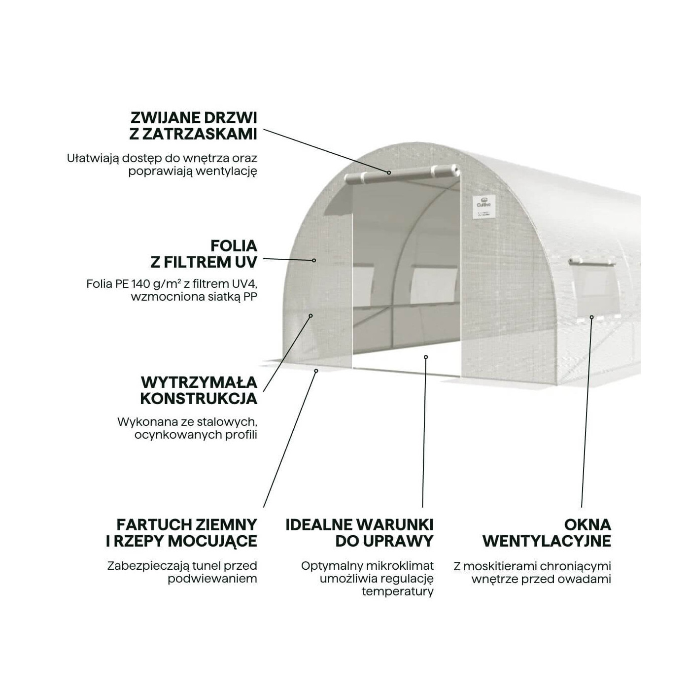 TUNNEL 3x8 WHITE 2x DOORS