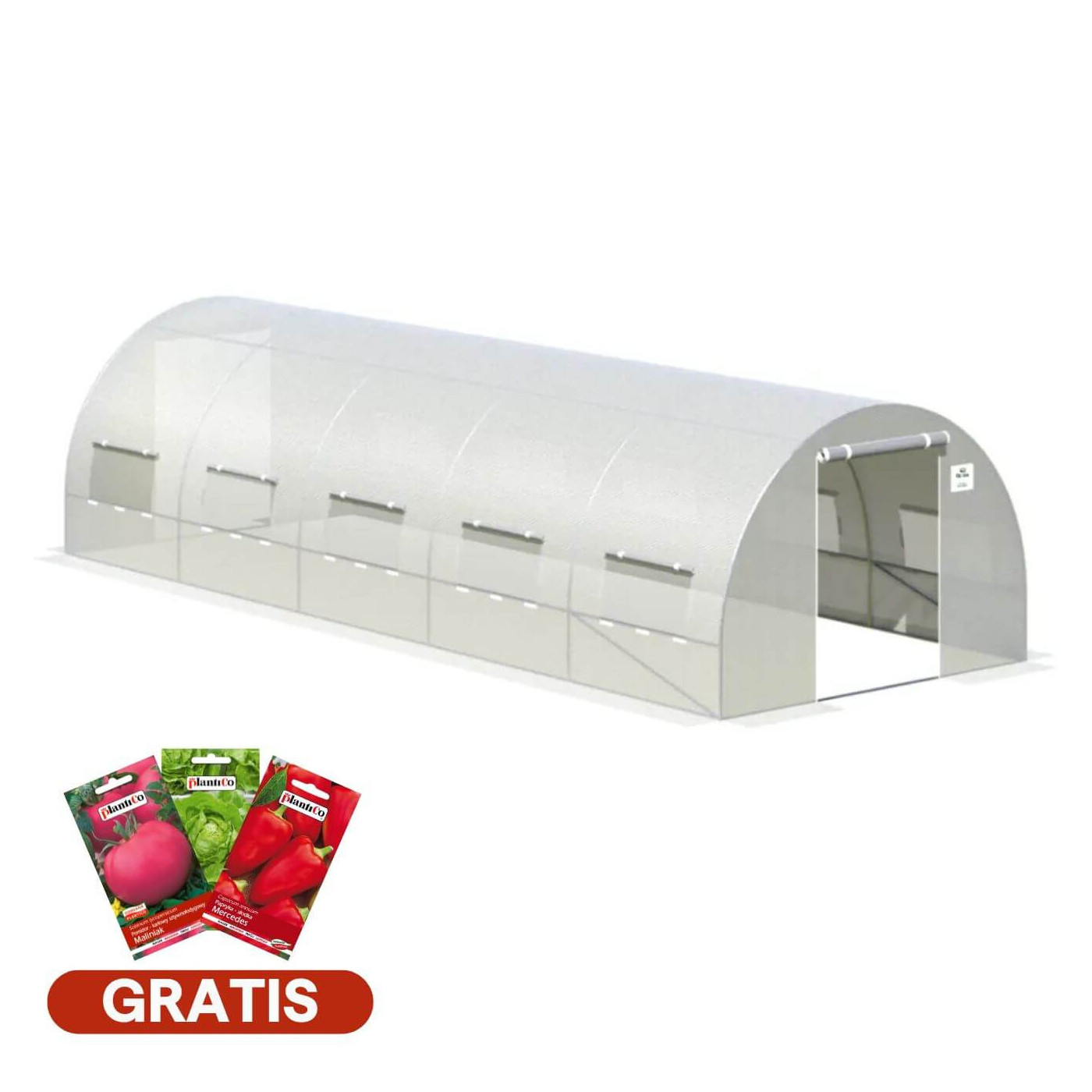 Tunel z podwójnymi drzwiami 3x8x2 (24m2) - Klasyczny biały