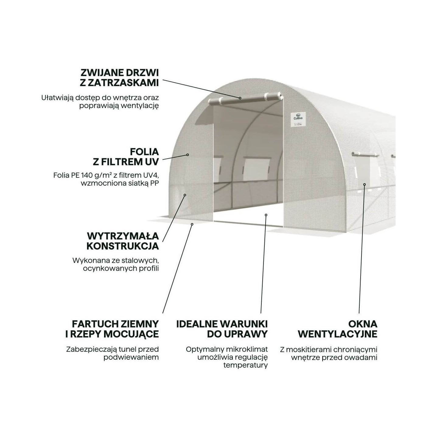TUNEL 3x6 WHITE 2x DRZWI