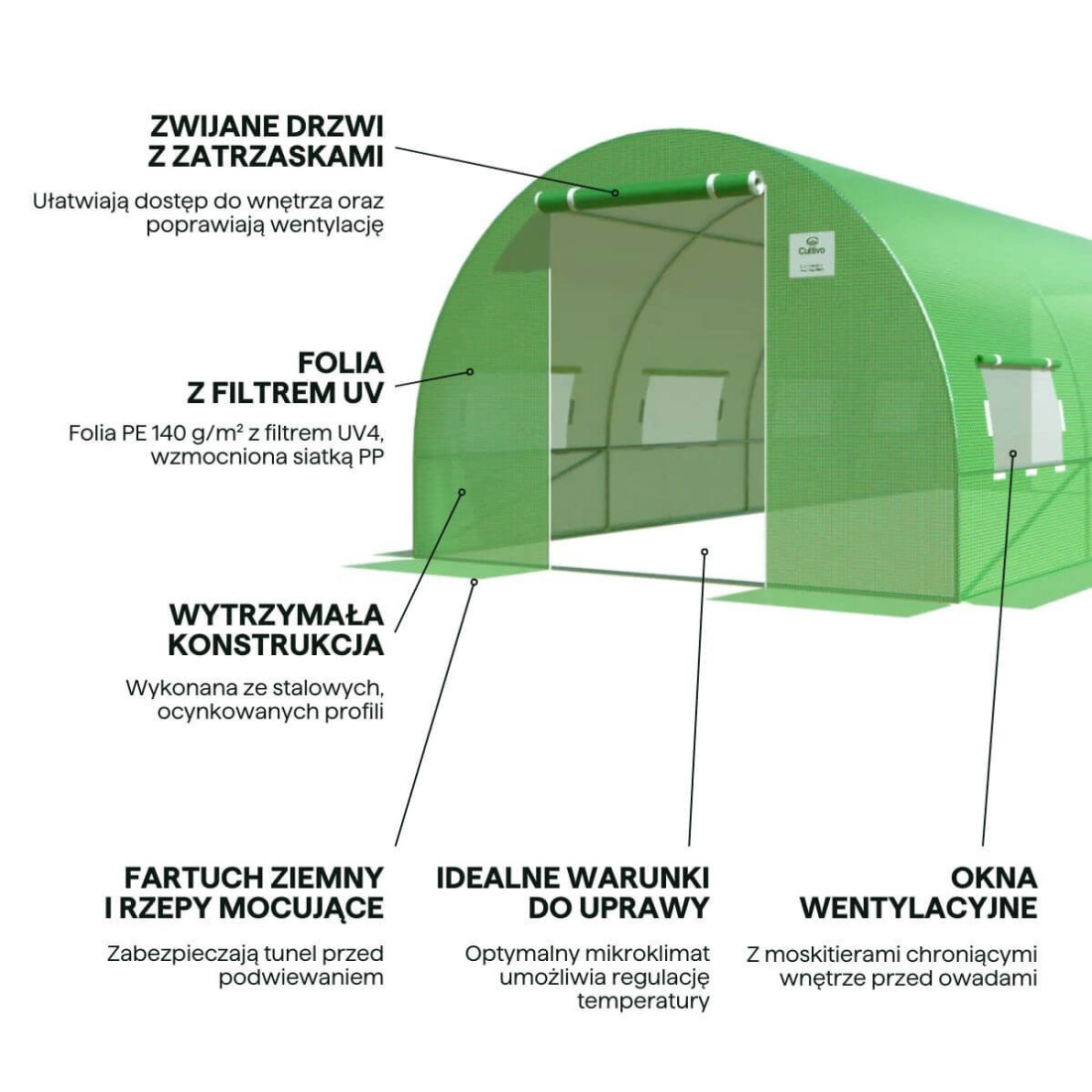 TUNEL 3x6 GREEN 2x DRZWI