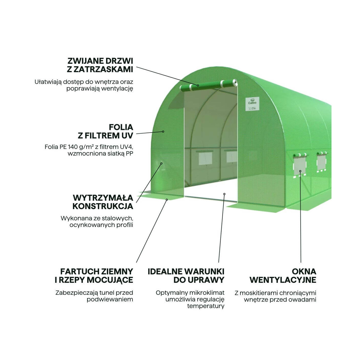 TUNNEL 2.5x4 GREEN 4 SECTIONS