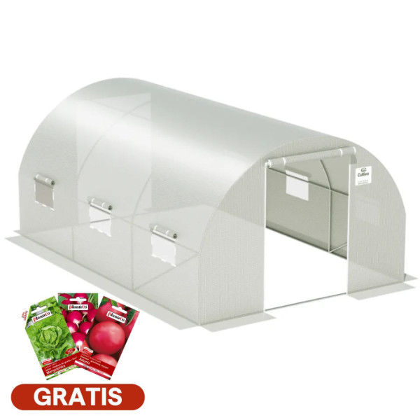 tunel z podwójnymi drzwiami, biały, 3 sekcje, 3x4,5x2 - 13,5m2, nasiona gratis