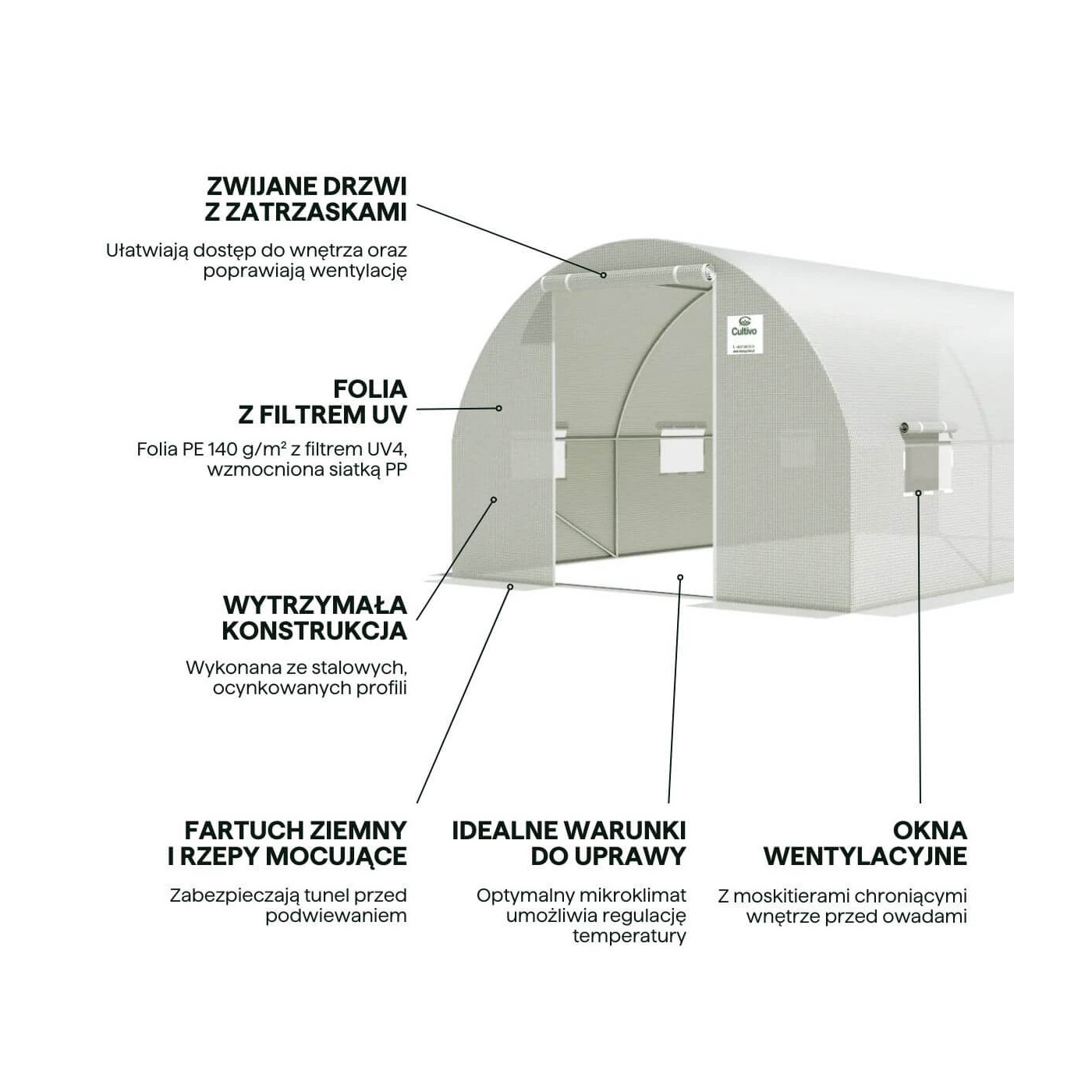 TUNEL 3x4.5 WHITE 2x DRZWI