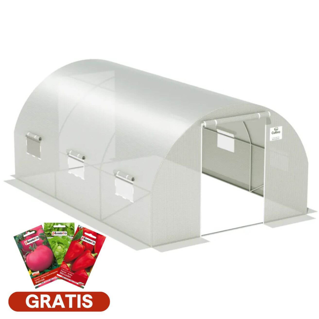 Tunel ogrodniczy foliowy 3x4,5 m z podwójnymi drzwiami, biały