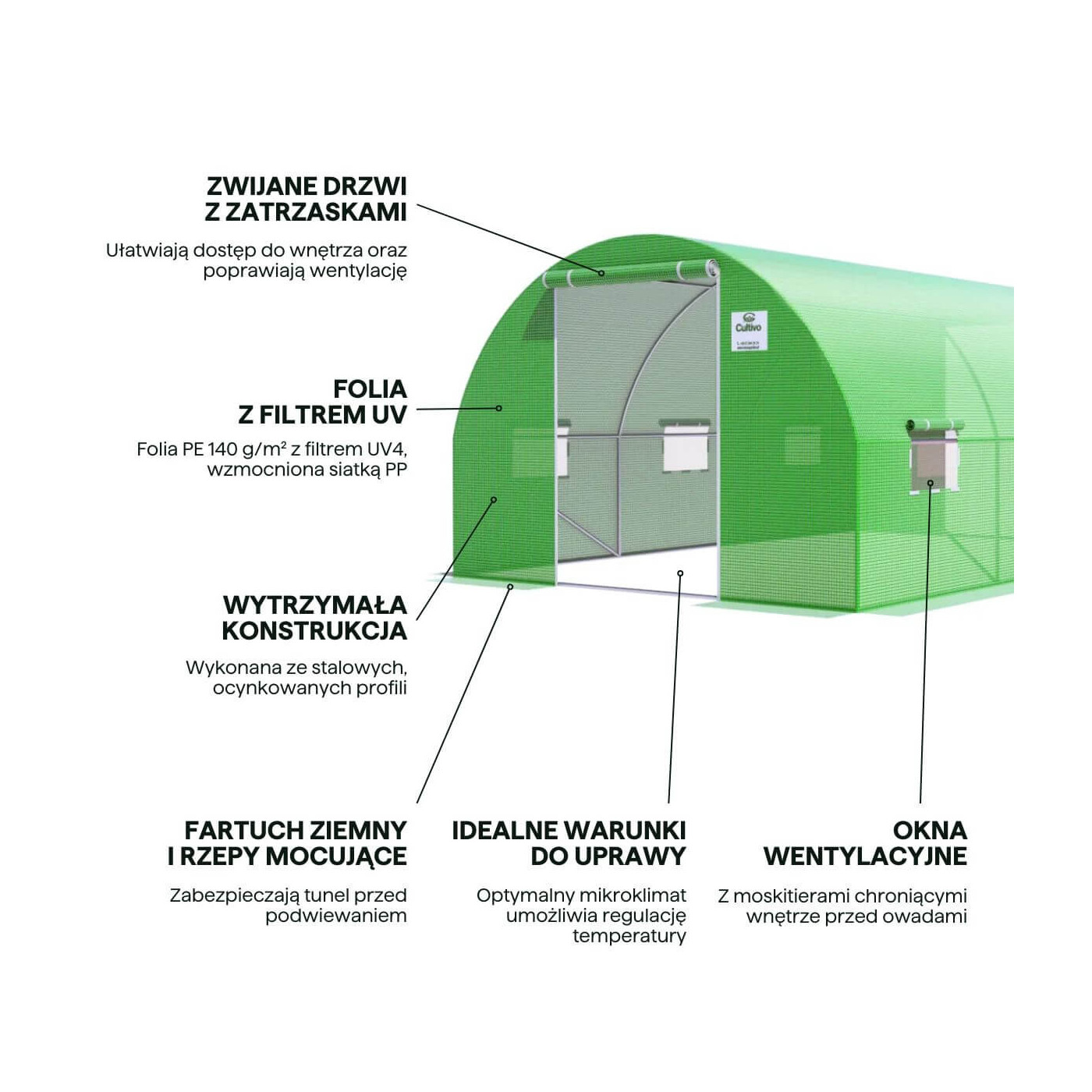 TUNNEL 3x4.5 GREEN 2x DOORS