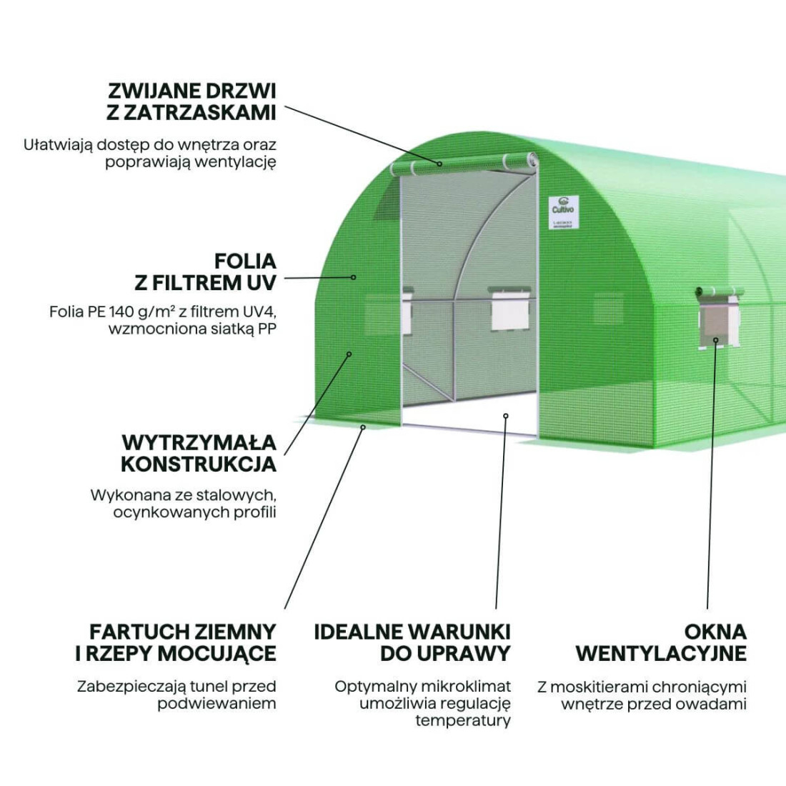 TUNEL 3x4.5 GREEN 2x DRZWI