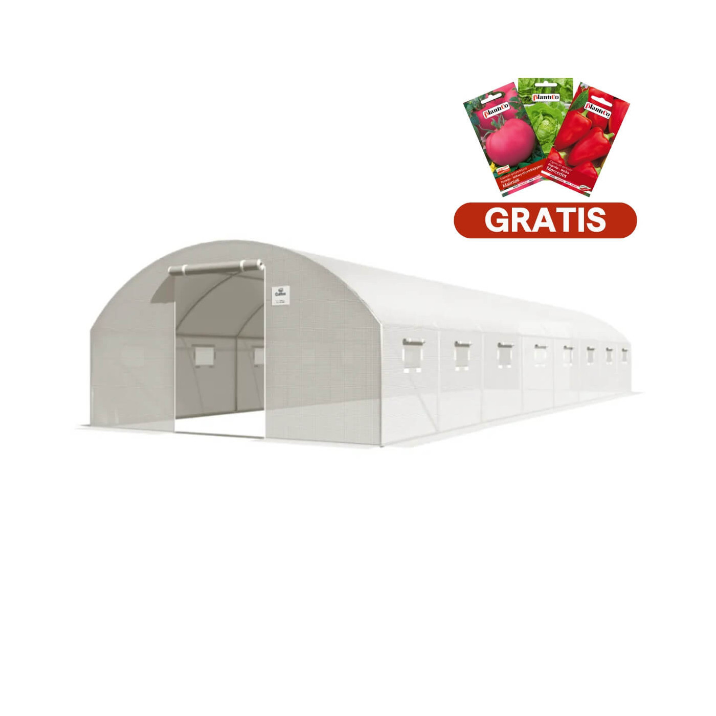 Tunel foliowy 4x10 m, konstrukcja stalowa, podwójne drzwi, biały