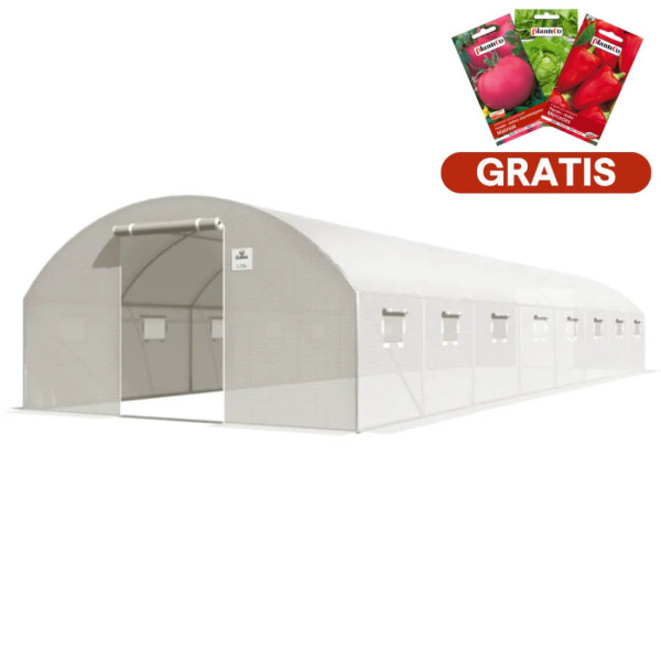 Tunel foliowy 4x10 m, konstrukcja stalowa, podwójne drzwi, biały