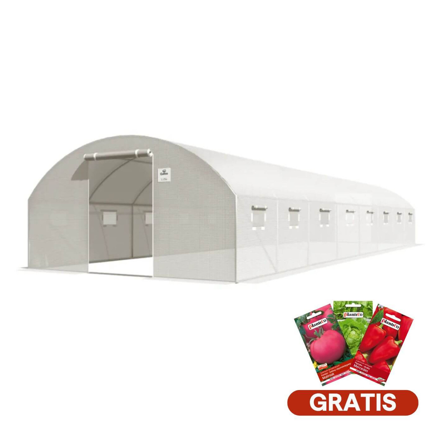 Tunel foliowy 4x10 m, konstrukcja stalowa, podwójne drzwi, biały